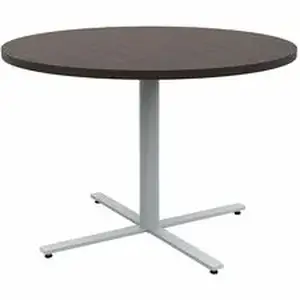 Safco Products SAF JN42RDX29CWN - Safco Jurni Cafe Table with Round Top - Round Top - Textured, Powder Coated Base - 42" Table Top Diameter - 29" Height - Cafeteria, Breakroom - Assembly Required - Columbian Walnut - Laminate Top Material - 1 Each