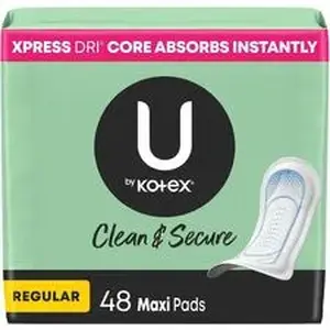 Kimberly Clark KCC 47240 - U by Kotex Clean & Secure Maxi Pads - Maxi - Regular Absorbency, Anti-leak, Chlorine-free, Fragrance-free, Hypoallergenic, Pesticide-free, Latex-free - 48 / Pack