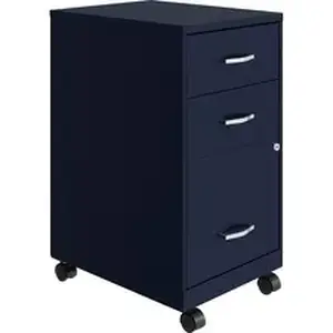 Nusparc NPR VF318CMNY - 3-Drawer Organizer Metal File Cabinet - 14.2" Width x 18" Depth x 26.7" Height - 3 x Drawer(s) for File, Box - Letter - Glide Suspension, 3/4 Drawer Extension, Anti-tip, Lockable, Mobility - Navy - Metal - Recycled