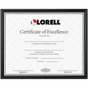 Lorell LLR 49415 - Certificate Frame - 8.50" x 11" Frame Size - Desktop, Wall Mountable - Vertical, Horizontal - Black - 1 Each
