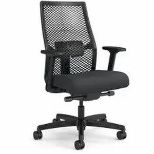 Hon Company HON I2MRL2BS23TK - HON Ignition ReActiv Back Task Chair - Fabric Seat - Fabric Seat Material - Mesh Back Material - Black Frame Color - 5-star Base - Charcoal, Basalt - Armrest - 1 Each