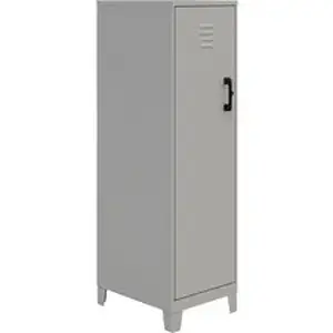 Nusparc NPR SL418ZZSR - Personal Locker - 4 Shelve(s) - for Office, Home, Sport Equipments, Toy, Game, Classroom, Playroom, Basement, Garage - Overall Size 53.3" Height x 14.2" Width x 18" Depth - Silver - Steel - TAA Compliant