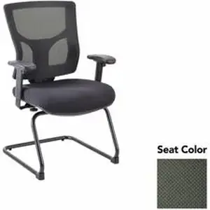 Lorell LLR 6200967 - Conjure Sled Base Guest Chair - Perfection Olive Green Polyurethane Foam Seat - Mesh Back - Mid Back - Cantilever, Sled Base - Armrest - 1 Each