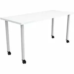 Safco Products SAF JN6024FTCDWT - Safco Jurni Multi-Purp. Table w/Post Leg & Casters - Powder Coated Post Leg Base - 60" Table Top Width x 24" Table Top Depth x 1.10" Table Top Thickness - 29" Height - Multipurpose - Assembly Required - Designer White - Laminate Top Material - 1 Each