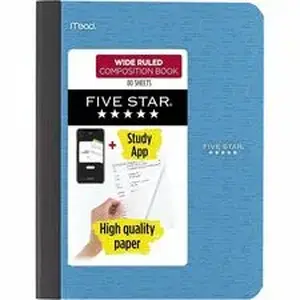Acco Brands MEA 950033 - Mead Wide Ruled Composition Book - 80 Sheets - Sewn - Wide Ruled Margin - AssortedPlastic Cover - Double Sided Sheet, Durable, Smooth, Snag Resistant - 1 Each