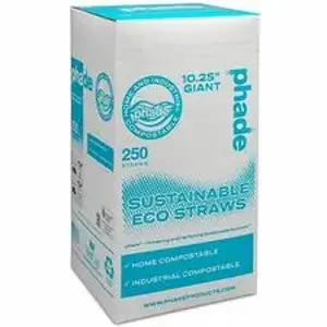 Wincup WCP 511179 - Phade Compostable Straws - 10.3" Height x - Polyhydroxyalkanoate (PHA) - Caribbean Blue - 250 / Box