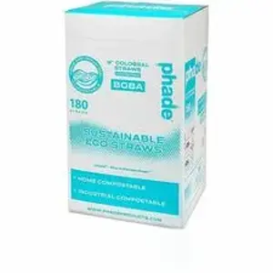 Wincup WCP 511207 - Phade Compostable Straws - 9" Height x - Polyhydroxyalkanoate (PHA) - Caribbean Blue - 180 / Box