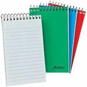 Ampad AMP 25087 - Top-Bound Memo Books - 60 Sheets - Narrow Ruled Front Ruling - Red, Blue, Green Cover - Compact - 12 / Pack