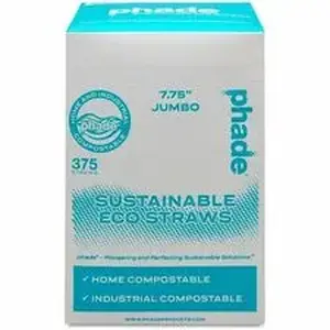 Wincup WCP 511178CT - Phade Compostable Straws - 7.8" Length - Polyhydroxyalkanoate (PHA) - Caribbean Blue - 375 Straws/Box - 10 / Carton