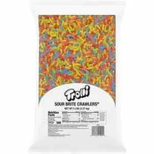 Green Rabbit GRR 20900023 - Sour Brite Crawlers Gummy Worms - Orange, Lime, Cherry, Lemon, Strawberry, Grape - 5 lb - 1