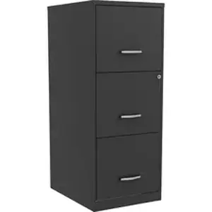 Nusparc NPR VF318FFBK - Vertical File Cabinet - 14.2" Width x 18" Depth x 35.5" Height - 3 x Drawer(s) for File - Letter - Vertical - Cam Lock, Glide Suspension, Anti-tip, Nonporous Surface, 3/4 Drawer Extension - Black - Baked Enamel - Metal - Recycled