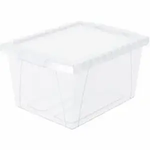 Era Group STX 61430U06C - Storex Stackable Storage Bin w/Lid - External Dimensions: 13.6" Width x 11.3" Depth x 7.8" Height - 4 gal - Lid Closure - Stackable - Plastic - Clear - For Document, Office Supplies, Stationary, Letter, Paper, File - 1 Each