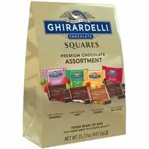 Lindt And Sprungli Ag LND 30001036 - Ghirardelli Premium Assortment - Caramel Milk Chocolate, Dark Chocolate Raspberry, Dark Chocolate Mint, 60% Cacao Dark Chocolate - Individually Wrapped - 15.77 oz - 1 Carton