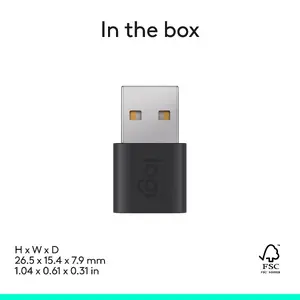 Logitech 956-000168 - LOGI ADAPTOR USB-A TO C (GRAPHITE) - BROWN BOX