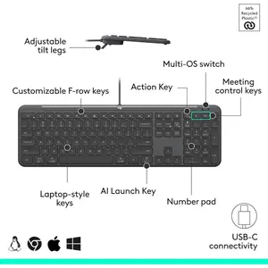 Logitech 920-013303 - SIGNATURE SLIM WIRED COMBO MK625 FOR BUSINESS (GRAPHITE) - BROWN BOX; LOGITECH