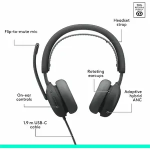 Logitech 981-001611 - ZONE WIRED 2 HEADSET FOR BUSINESS (UC VERSION) - GRAPHITE