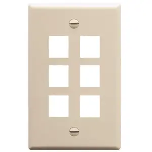 International Connectors And Cable Corp. IC107F06AL - Face Plate Flat 1-Gang 6-Port Almond