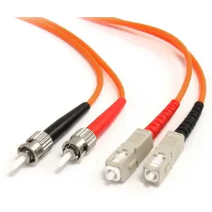 Startech FIBSTSC3 - 3m Fiber Optic Cable - Multimode Duplex 62.5/125 - LSZH - ST /SC - OM1 - ST to SC Fiber Patch Cable - Connect fiber network devices for high-speed transfers with LSZH rated cable - 3m ST/SC Fiber Optic Cable - 3 m ST to SC Fiber Patch Cable - 3 meter ST to SC Fiber Cable - Multimode Duplex 62.5/125 - LSZH - ST/SC - OM1 Fiber Cable - Lifetime Warranty