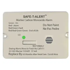 Safe-t-alert 62-542-MARINE-RLY-NC - 62 Series Carbon Monoxide Alarm w/Relay - 12V - 62-542-Marine-RLY-NC - Flush Mount - White