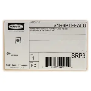 Hubbell S1R6PTFFALU - S1R FRPT 6, FURNITURE FEED ASSEMB ALUM
