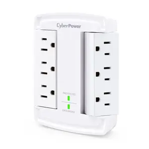 Cyberpower CSB6WS - SURGE, 5-15P INPUT, WALL TAP, WHITE - 6 - NEMA 5-15R OUTPUT -