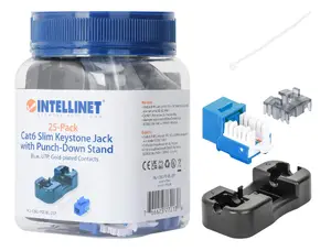 Intellinet 772136 - CAT6 SLIM KEYSTONE JACK WITH PUNCH-DOWN STAND, BLUE, 25-PACK