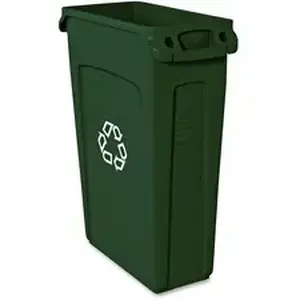 Rubbermaid RCP 354007GNCT - Commercial Slim Jim 23-Gallon Vented Recycling Containers - 23 gal Capacity - Weather Resistant, Durable, Long Lasting, Handle, Lightweight, Sturdy - Plastic - Green - 4 / Carton