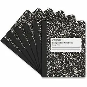 Universal Products UNV 20946 - Universal Notebook - 1 Subject(s) - 100 Sheets - Sewn - Medium Ruled, College Ruled Front Ruling - 15 lb Basis Weight - 9.75" Height x 7.5" Width - White Paper - Black Marble Chipboard Cover - 6 / Pack