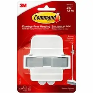3m MMM 17007ESBG - Command Broom Grippers - 4 lb (1.81 kg) Capacity - 4" Height x 5.2" Width - for Broom - Plastic - White, Clear - 6 / Bag