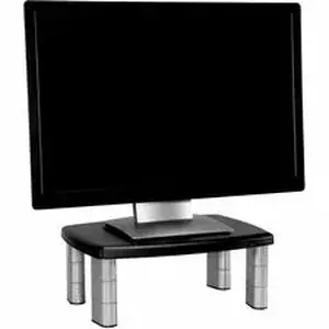 3m RA3464 - Premium Adjustable Monitor Stand - Up to 21" Screen Support - 80 lb Load Capacity - CRT, LCD Display Type Supported - 5.80" Height x 12" Width - Freestanding - Polystyrene - Black, Silver