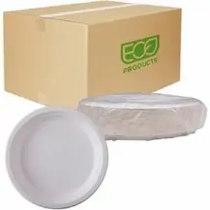 Eco-products,inc. ECO EPP005NFA - Eco-Products Vanguard 10" Sugarcane Plates - Breakroom - Disposable - Microwave Safe - 10" Diameter - White - Sugarcane Fiber Body - 500 / Carton
