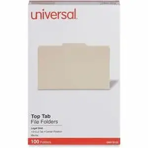 Universal Products UNV 15122 - Universal 1/3 Tab Cut Legal Top Tab File Folder - 8 1/2" x 14" - 3/4" Expansion - Center Tab Position - 11 pt. - Manila Paper - 100 / Box