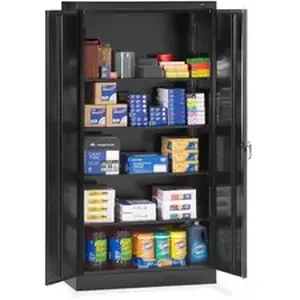 Tennsco TNN 1470BK - Standard Black Storage Cabinet - 36" Width x 18" Depth x 72" Height - 5 x Shelf(ves) - 2 x Standard Door(s) - Heavy Duty, Adjustable Shelf, Locking Door, Hinged Door, Reinforced, Carrying Handle, Durable - Black - Powder Coated - Steel - Recycled