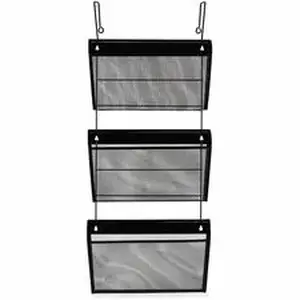 Universal Products UNV 20011 - Universal Hanging Organizer - 3 Pocket(s) - 8.50" Height x 14.13" Width x 3.38" Depth - Black - Wire Mesh - 1 Set