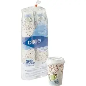 Georgia Pacific DXE 5342COMBO6 - Dixie PerfecTouch 12 oz Hot Coffee Cup and Lid Sets by GP Pro - 12 fl oz - White - Paper - Hot Drink, Coffee, Beverage - 50 / Pack
