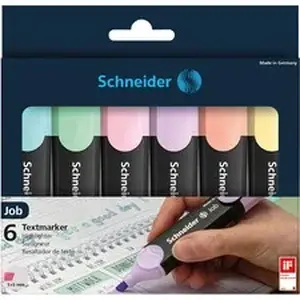 Schneider Schreibgerate Gmbh And Co. Kg RED 115097 - Schneider Job Pastel Highlighters - Pastel Turquoise, Pastel Vanilla, Pastel Peach, Pastel Rose, Pastel Lavender, Pastel Mint Green Ink - Polypropylene Barrel - 6 / Set