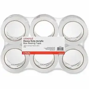 Universal Products UNV 33100 - Universal Heavy-Duty Acrylic Box Sealing Tape, 3" Core, 1.88" x 54.6 yds, Clear, 6/Pack - 54.60 yd Length x 1.88" Width x 3 mil Thickness - 3" Core - Clear - Acrylic - Plastic Backing - 6 / Pack