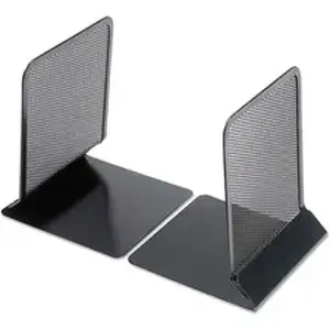 Universal Products UNV 20025 - Universal Metal Mesh Bookends, Nonskid Base, 5.38 x 5.38 x 6.75, Black, Pair - 6.75" Height x 5.38" Width x 5.38" Depth - Non-skid Base, Rounded Corner - Black - Metal Mesh, Metal - 1 Pair