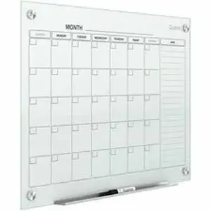Acco Brands GC4836F - Quartet Infinity Magnetic Glass Dry-Erase Calendar Board - Monthly - 1 Month - White - Tempered Glass - 36" Height x 48" Width - 1 Each