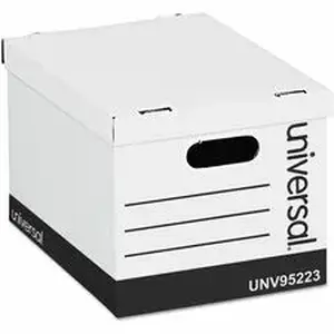 Universal Products UNV 95223 - Universal Basic-Duty Easy Assembly Storage Files, Letter/Legal Files, White, 12/Carton - Internal Dimensions: 12" Width x 15" Depth x 10" Height - Media Size Supported: Letter, Legal - Lift-off Closure - Medium Duty - Stackable - Corrugated Fiberboard - White - For Box File - 12 / Carton