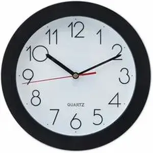 Universal Products UNV 10421 - Universal Round Wall Clock - Analog - Quartz - White Main Dial - Black Case