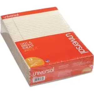 Universal Products UNV 35882 - Universal Notepad - 1 Subject(s) - 50 Sheets - Tape Bound - Wide Ruled, Legal Ruled Front Ruling - 16 lb Basis Weight - 11" Height x 8.5" Width - Ivory Paper - Chipboard Cover - 12 / Dozen