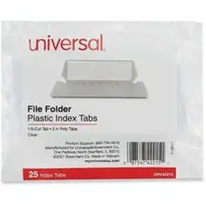 Universal Products UNV 42215 - Universal Hanging File Folder Plastic Index Tab - 5 Tab(s)/Set - 2" Tab Width - Clear Tab(s) - 0% - 5 / Pack
