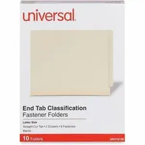Universal Products UNV 16150 - Universal Straight Tab Cut Letter Classification Folder - 8 1/2" x 11" - 2" Expansion - 6 Fastener - 2" Fastener Capacity - End Tab Location - 2 Divider - Manila - 10 / Box