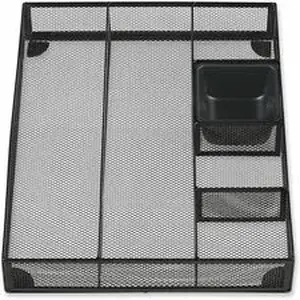 Universal Products UNV 20021 - Universal Metal Mesh Drawer Organizer, Six Compartments, 15 x 11.88 x 2.5, Black - 6 Compartment(s) - 2.50" Height x 15" Width x 11.88" Depth - Black - Metal Mesh - 1 Each
