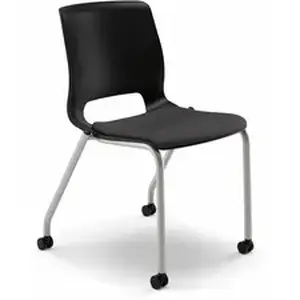 Hon Company HON MG201CU10 - HON Motivate Chair - Black Seat Color - Fabric Seat Material - Black Back Color - Plastic Back Material - Platinum Metallic Frame Color - Reinforced Resin Frame Material - Onyx, Black - 2 / Carton