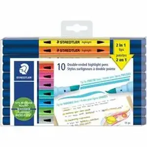 Staedtler Mars Gmbh STD 3620TB10LU - Staedtler Double-ended Highlighter Pens - Assorted Ink - Water Based - 10 / Pack