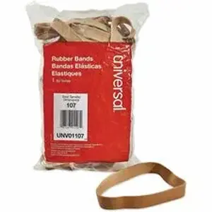 Universal Products UNV 01107 - Universal Rubber Bands, Size 107, 0.06" Gauge, Beige, 1 lb Box, 40/Pack - Size: #107 - 7" Length x 0.6" Width - 48 lb/in - Rubber - Beige - 40 / Pack