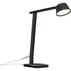 Black & Decker BOS 2200QISMBK - BLACK+DECKER Verve Adjustable LED Desk Lamp - LED Bulb - Adjustable, Dimmable, Adjustable Brightness, Clock, Durable, Wireless Charging, Swivel Base, Color Changing Mode - Aluminum - Desk Mountable - Black - for Desk - Alexa Supported