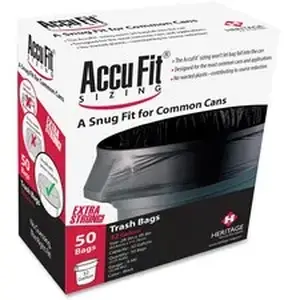 Novolex HER H6644TKRC1CT - Heritage Accufit Reprime 32 Gallon Can Liners - 32 gal Capacity - 44" Length x 33" Width x 0.90 mil (23 Micron) Thickness - Low Density - Black - Linear Low-Density Polyethylene (LLDPE) - Garbage - 50/Box - 6 / Carton